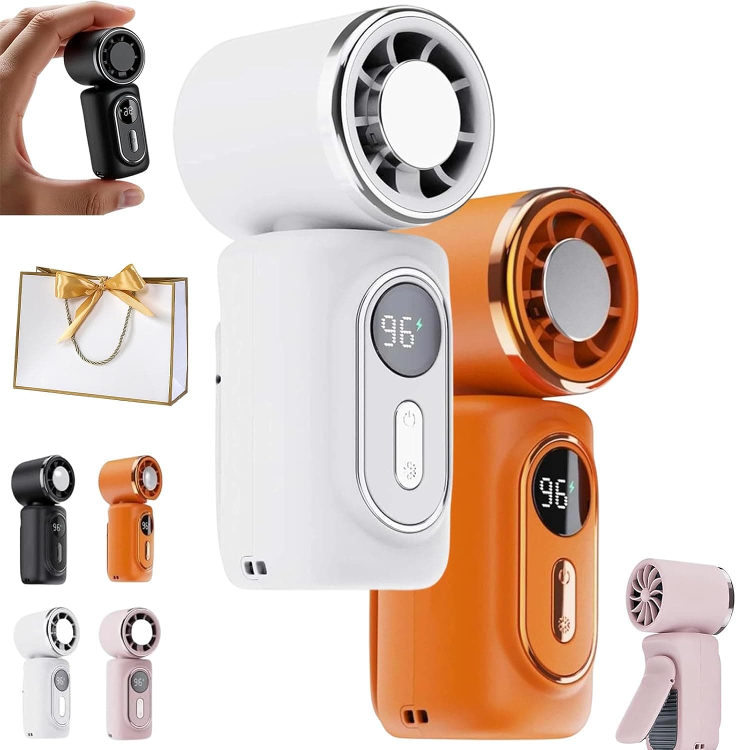Mini Portable Handheld Clip Fan, 3-in-1 Rechargeable 3000mAh Battery, 5 Speeds, 180° Adjustable Airflow (2PCS)