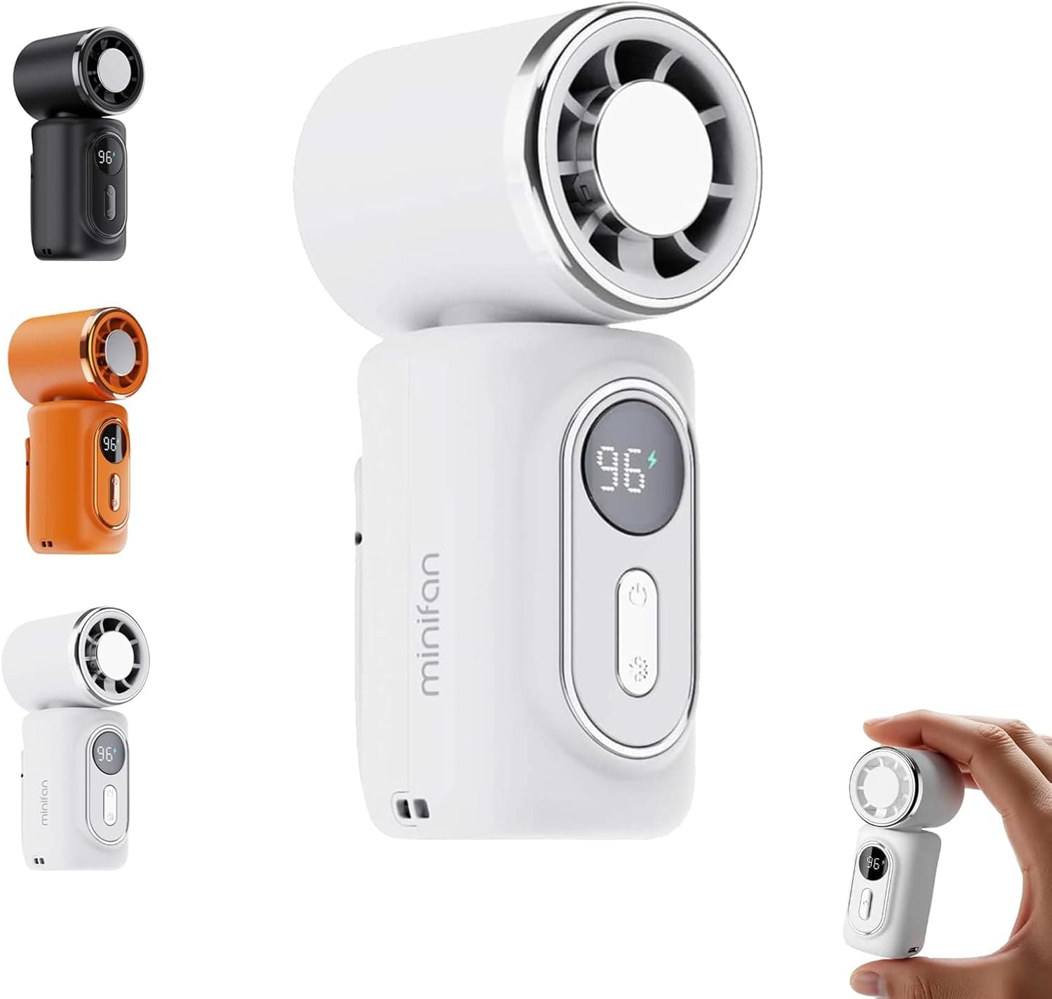Mini Handheld Clip Fan, 3-in-1 Rechargeable Clip On Fan with Cooling Plate, 5 Speeds, 180° Adjustable Airflow (White)