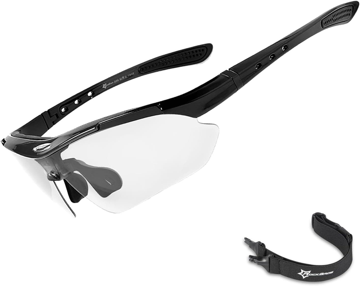 ROCKBROS Pickleball Glasses Photochromic Sports Sunglasses UV400 Black