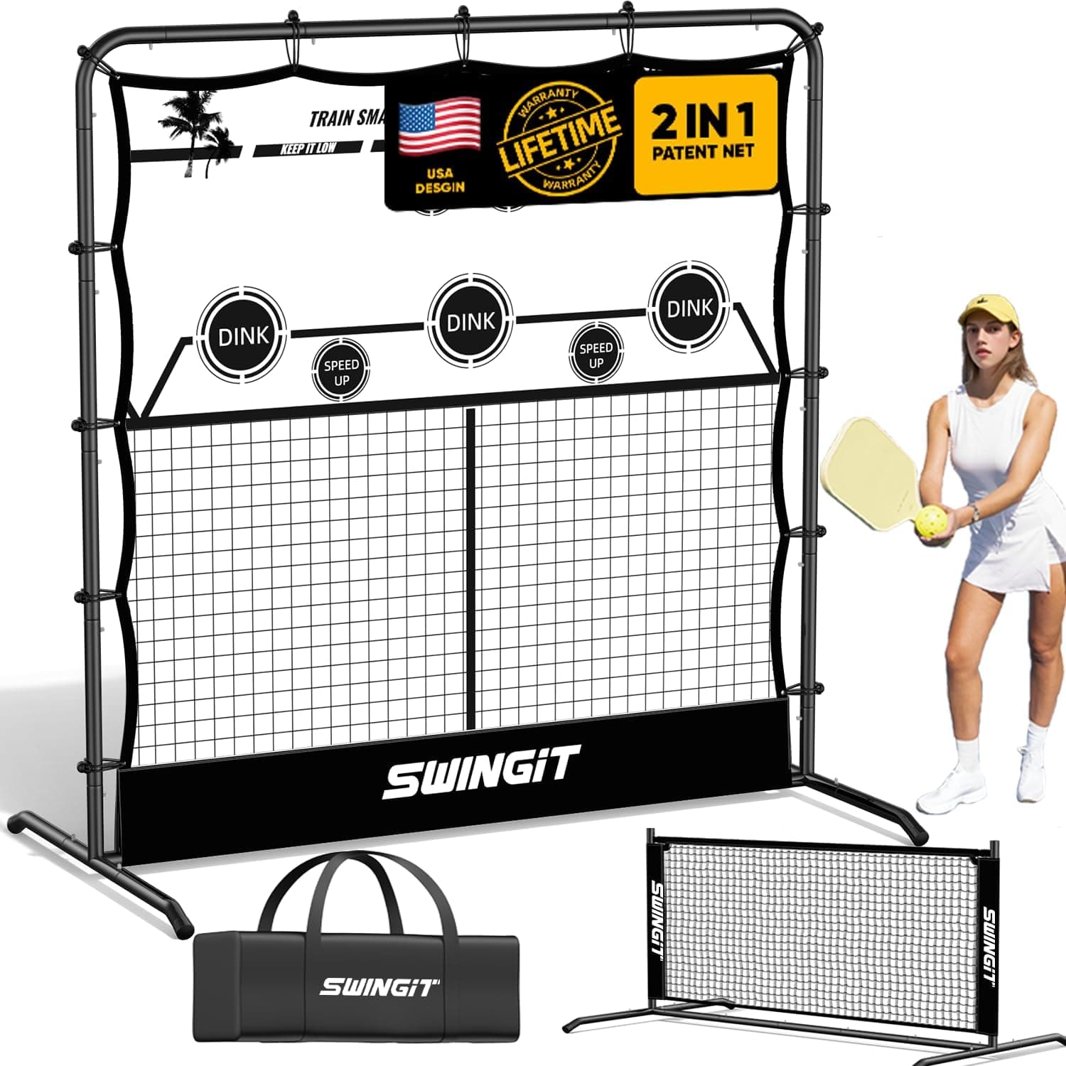 Pickleball Rebounder Practice Net with 6FT Small Mini Net Set