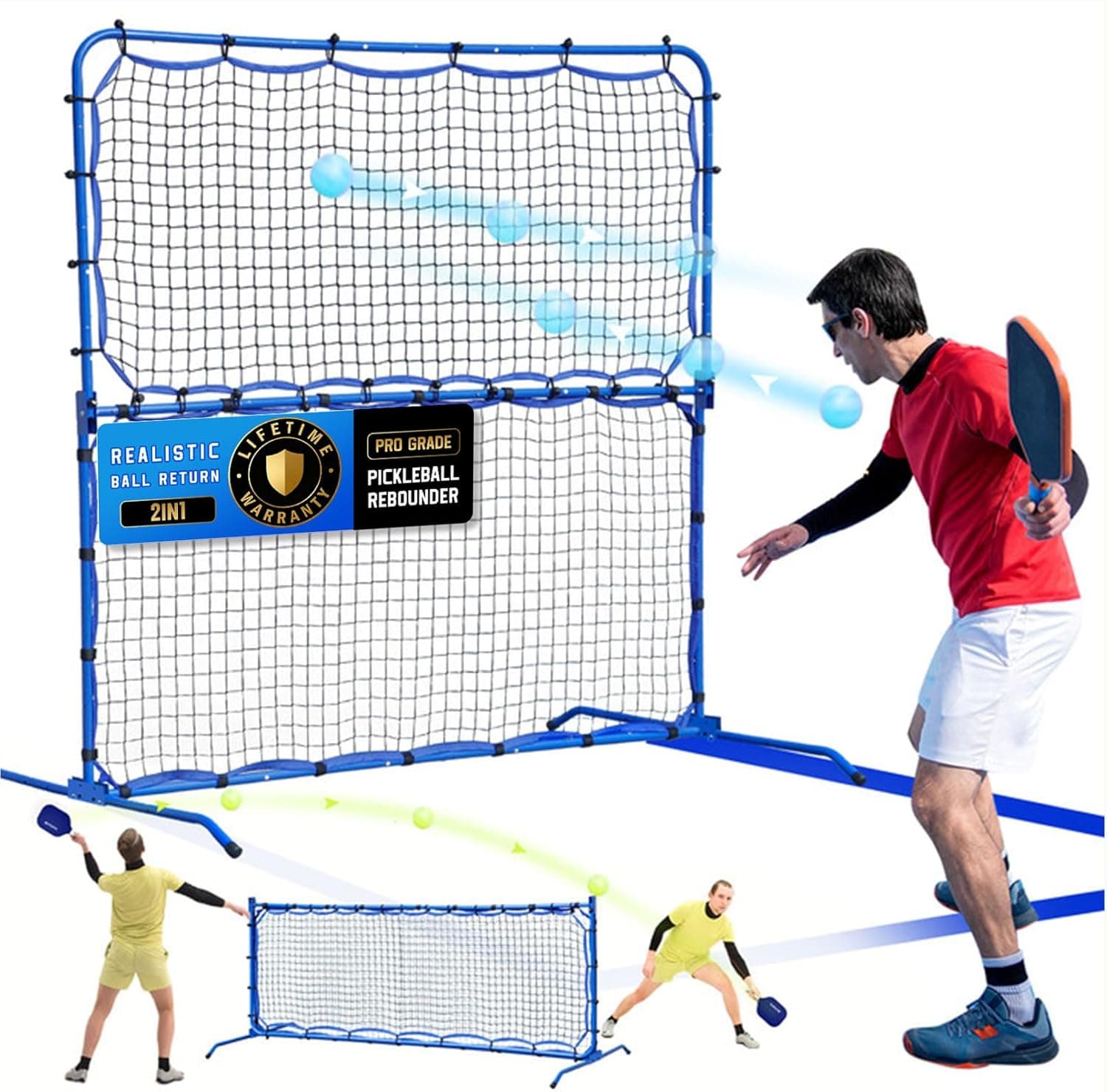 Pickleball Practice Rebounder Net for Dink Volley Solo Training 2in1 Mini Net
