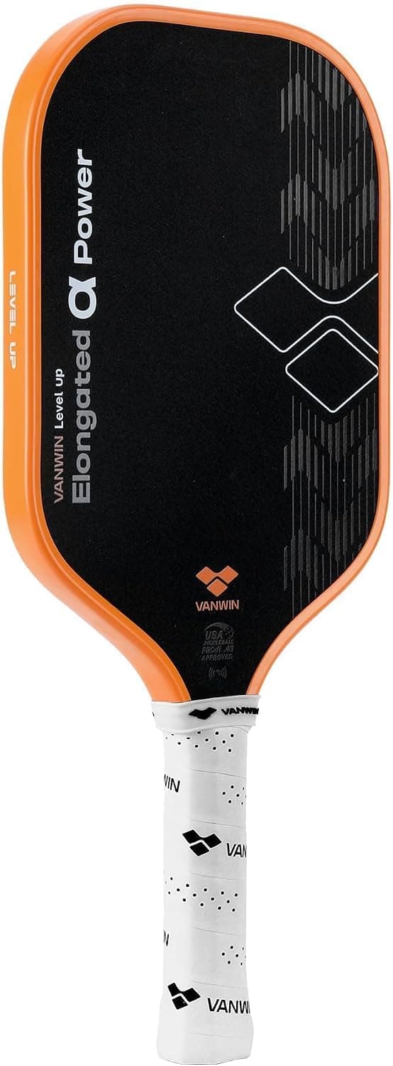 Carbon Fiber Pickleball Paddle, USAPA Approved, Elongated Racket with Long Handle