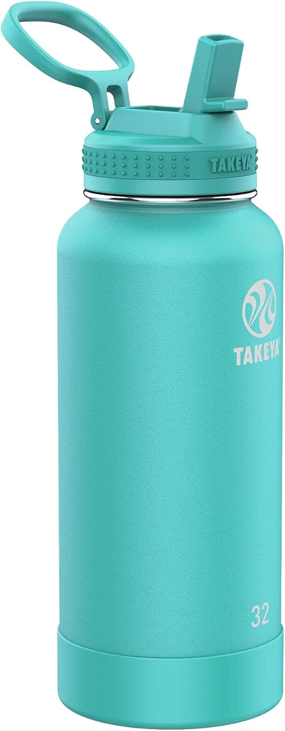 Takeya Pickleball Stainless Steel Insulated Water Bottle 32 Ounce Dropshot Teal