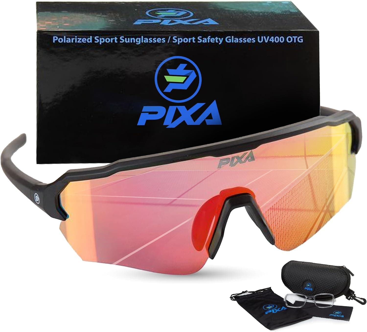 UV400 Polarized Sport Sunglasses with EVA Hard Case Pickleball 5 Colors